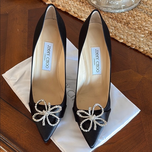 Jimmy Choo Veil 100 Satin Pumps - Picture 1 of 9